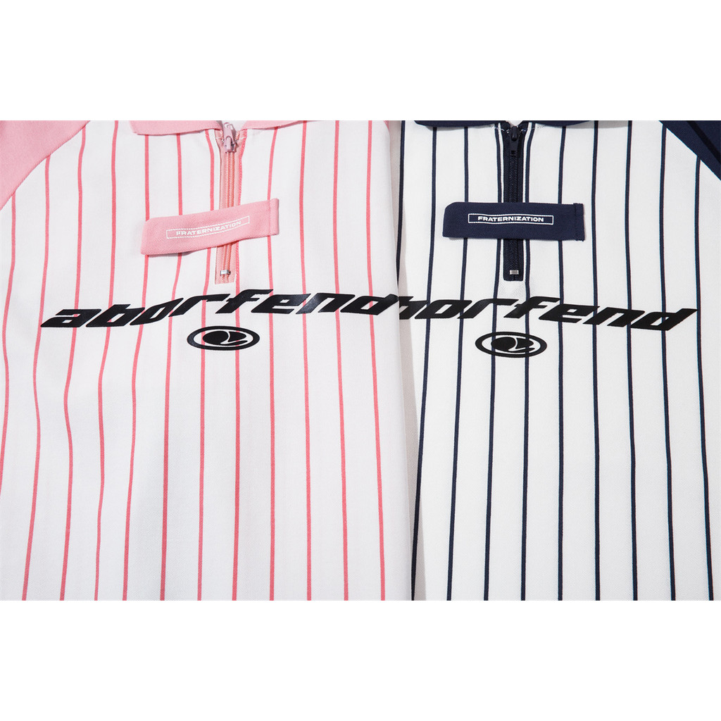 CLIFF สไตล์ย้อนยุคของอเมริกา การเคลื่อนไหว เสื้อโปโล การเลือก แขนสั้นลายทาง คู่รัก สถาบันลม - รูปที่ 5