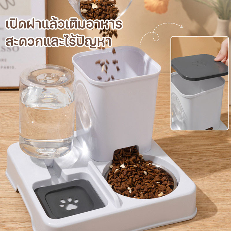 ที่ให้อาหารสัตว์เลี้ยง สเตนเลส ที่ให้น้ำสัตว์เลี้ยง เครื่องให้อาหารแมวอัตโนมัติ - รูปที่ 6