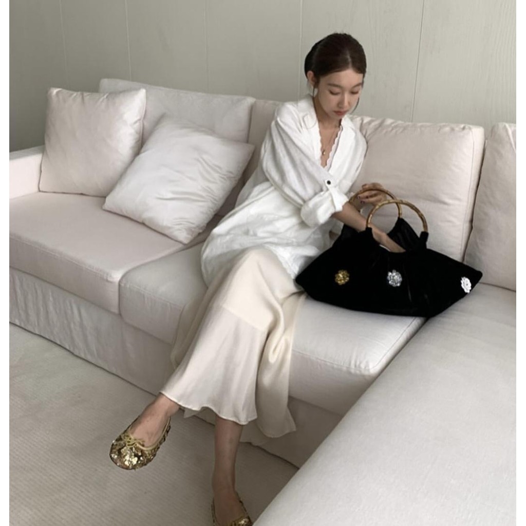 mimi&didi#เสื้อเชิ้ตยาวปานกลางคอวีขนาดใหญ่ประดับด้วยลูกไม้ แขนยาว สีชมพู แฟชั่น เสื้อเชิ้ตที่หรูหราและเป็นผู้หญิง#W520