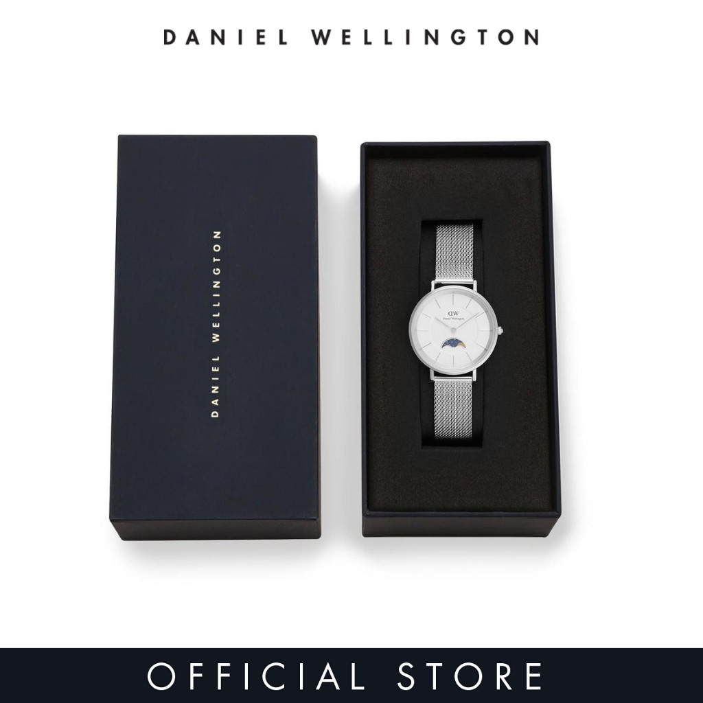 Daniel Wellington นาฬิกาข้อมือ Petite Lune 32mm Sterling Silver White - Moonphase Dial