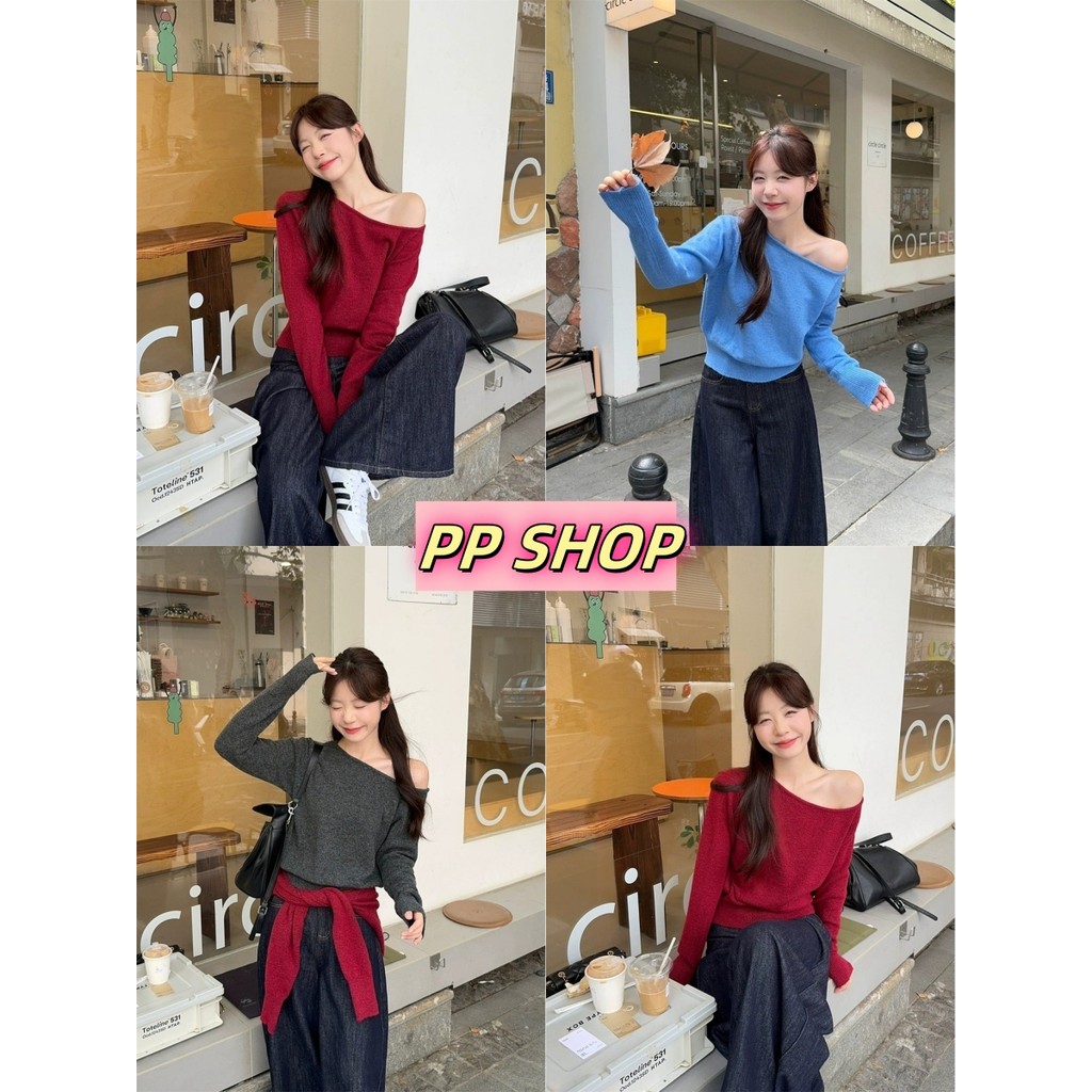 PP Shop​ ​พร้อมส่ง ผ้าถัก แขนยาว เสื้อคลุม สเวตเตอร์ ปิดไหล่ สไตล์ลำลอง เสื้อแฟชั่น ใส่สบาย สไตล์เกาหลี ทรงสวย#76128