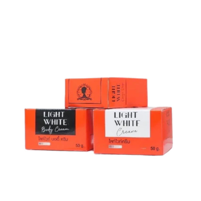 (แพจเกจใหม่) Light White Body Cream เซ็ทครีมไลท์ไวท์บอดี้ครีม 50 g.