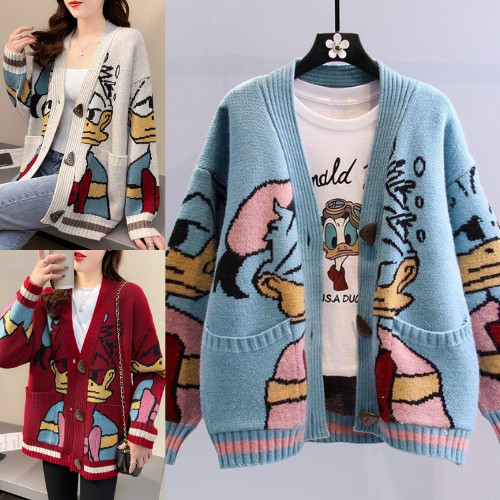เสื้อกันหนาว K07 คาร์ดิแกน ลายน้องเป็ด กระดุมใช้งานได้จริง งานแฟชั่น พร้อมจัดส่ง