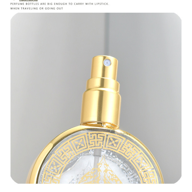 20ml Gold Glass สเปรย์น้ําหอม Bottl Fine Mist รอบเครื่องสําอางขวดเปล่ารีฟิลสําหรับการเดินทาง