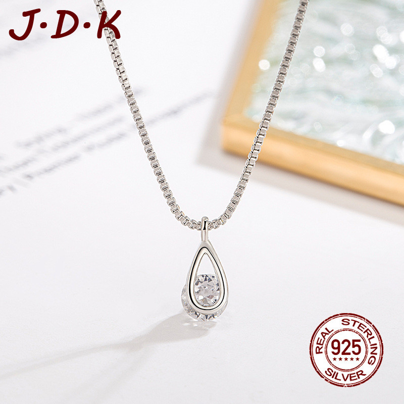 JDK สร้อยคอเพทายหยดน้ําผู้หญิง 925 เงินรุ่นใหม่