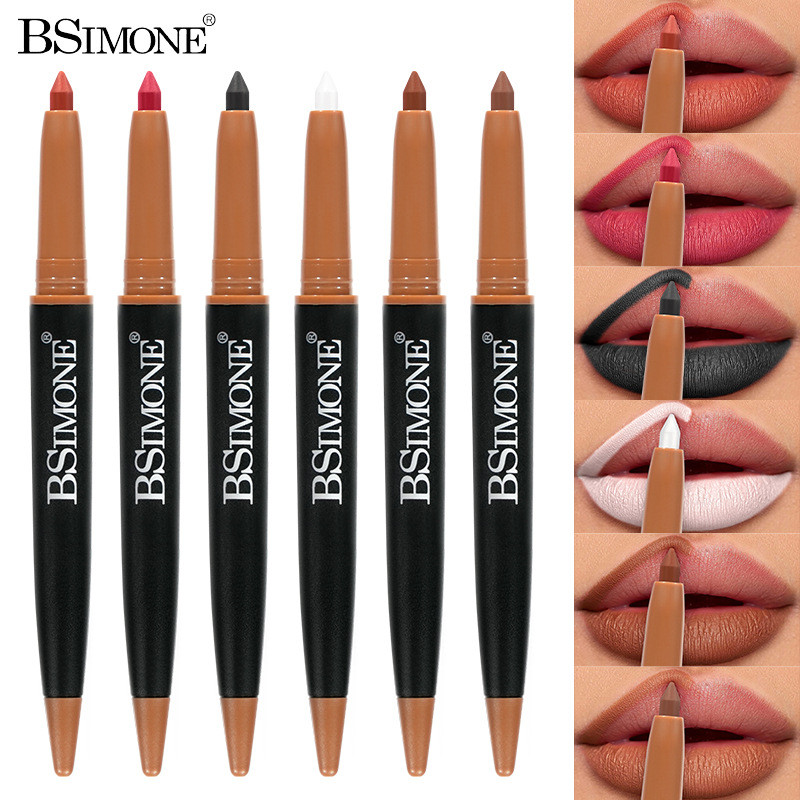 ลิปไลเนอร์ 2 in 1 แมทท์กันน้ำ ติดทนนาน สีนู้ดชมพู เนื้อฝุ่นนุ่ม ไม่หลุดร่อน ปาดเดียวจบ
