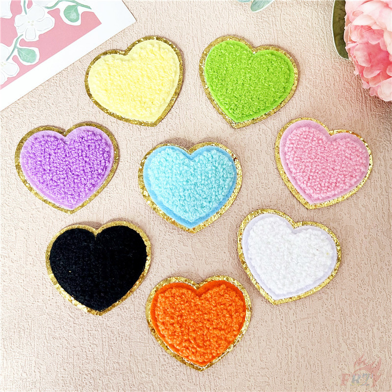 ♚ Ins แพทช์เหล็กบนผ้าขนหนู Colourful Hearts ♚ 1 ชิ้น DIY เย็บบนเหล็กบนป้ายแพทช์
