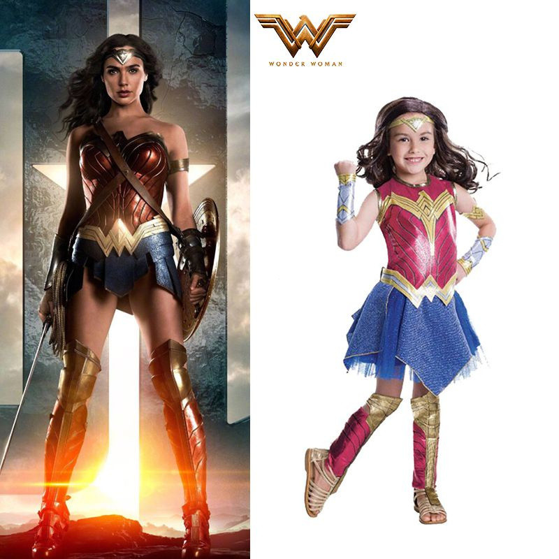 Wonder Woman เครื่องแต่งกายสาว Dawn Of Justice Wonder ผู้หญิงเครื่องแต่งกายเด็กเด็ก Superhero คอสเพล