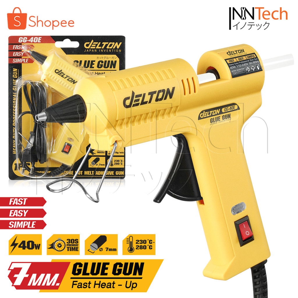 DELTON ปืนกาวไฟฟ้า 40 วัตต์ Electric Glue Gun สำหรับกาวแท่ง 7 มม. รุ่น GG-40E
