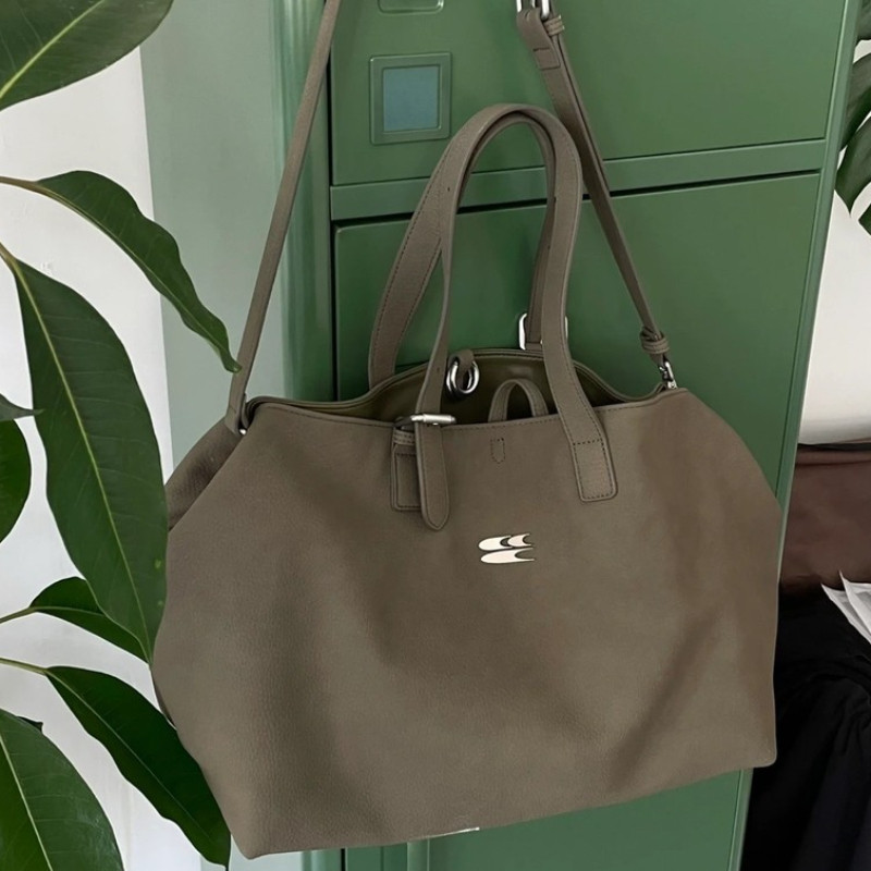 LHL BOUTIQUE กระเป๋าสะพายข้างความจุขนาดใหญ่แบบแมตต์นุ่มเรียบง่าย