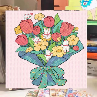 (พร้อมส่ง)ครอสติสคริสตัล พร้อมกรอบ Diamond Painting ลายดอกไม้/ของขวัญวันเกิด ขนาด DIY ของเล่นเด็ก