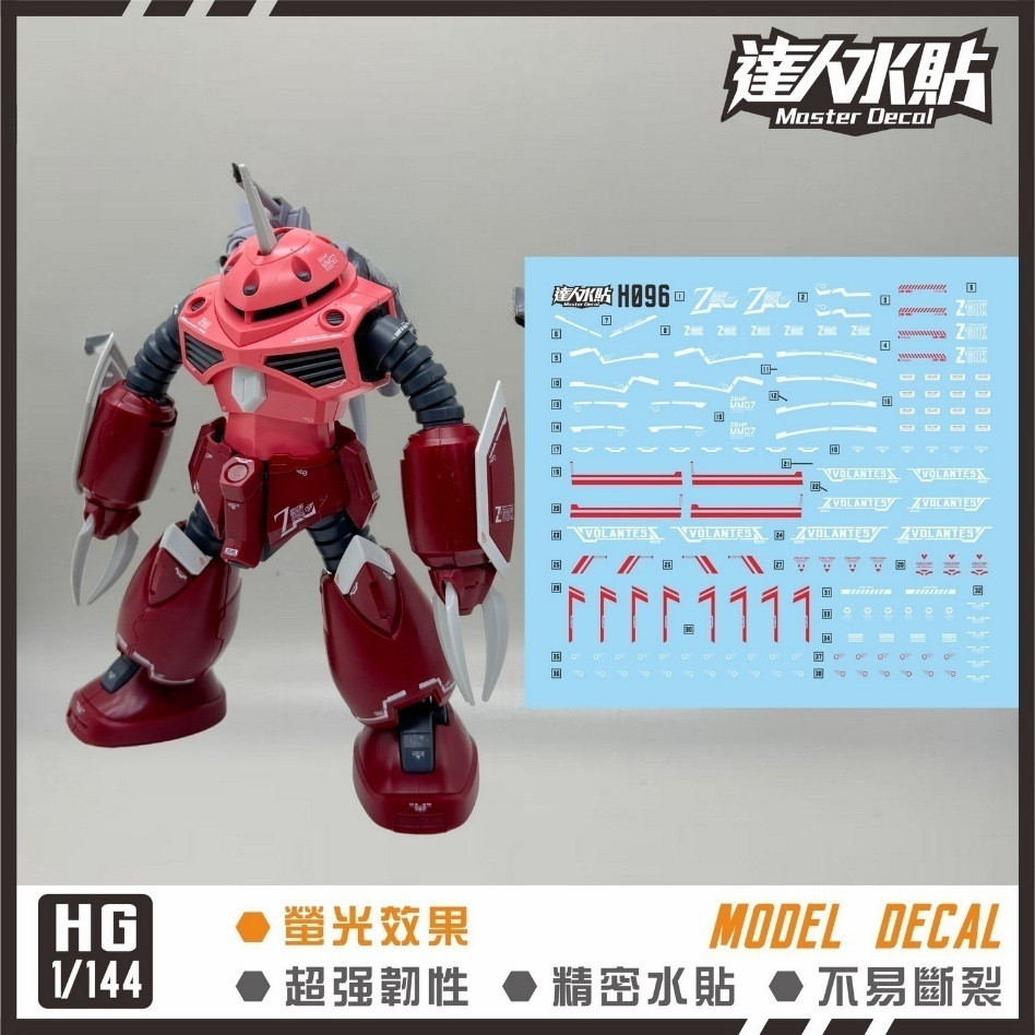 MASTER H096 HG 1/144 ZGOK Freedom Ver SEED Water Slide Decal Fluo Type