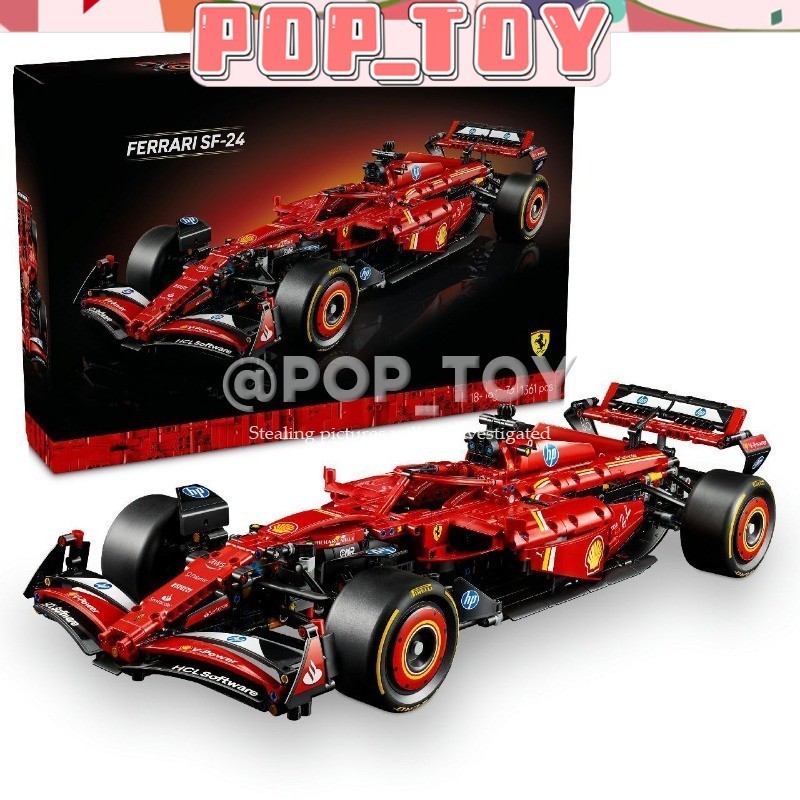 ชุดต้นกําเนิดเครื่องจักรหนักรถยนต์ Ferrari SF-24 F1 | รถบรรทุกก่อสร้าง1000+พีซี & รถเครนพร้อมชิ้นส่วนหมุนอายุ8+