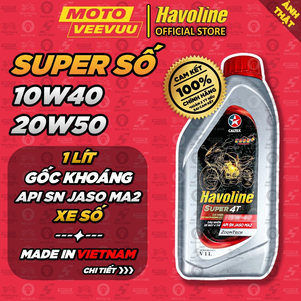 [MTV] น้ํามันหล่อลื่น No. CALTEX HAVOLINE SUPER 4T 10W40 20W50 1 ลิตร ฐานแร่พร้อมสารเติมแต่ง<END>