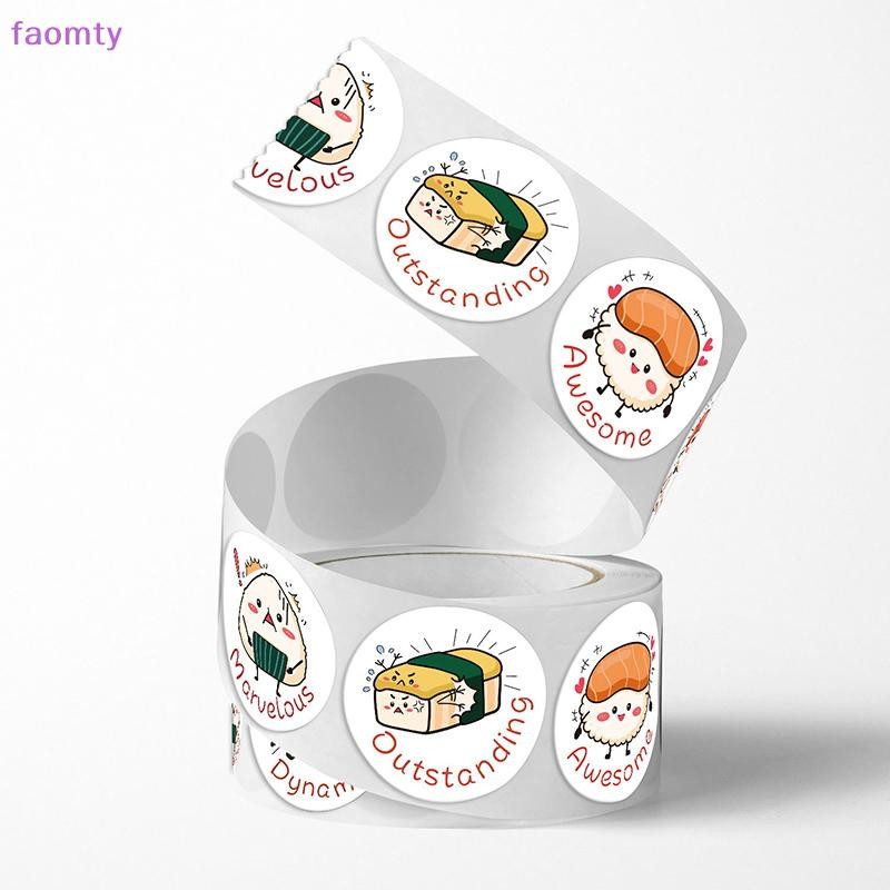 Famty 1 ม้วน /500 แผ่นวงกลมการ์ตูนซูชิรูปแบบสติกเกอร์วันเกิดงานแต่งงานตกแต่งสติกเกอร์ขนมอบกล่องอาหารกลางวันสติกเกอร์ป้าย TH