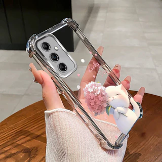SAMSUNG สําหรับSamsung A15 A16 A26 A25 A35 A55 4G 5Gเคสโทรศัพท์Lucky Catสี่มุมซิลิโคนTPUโปร่งใสSoft Shell XYM