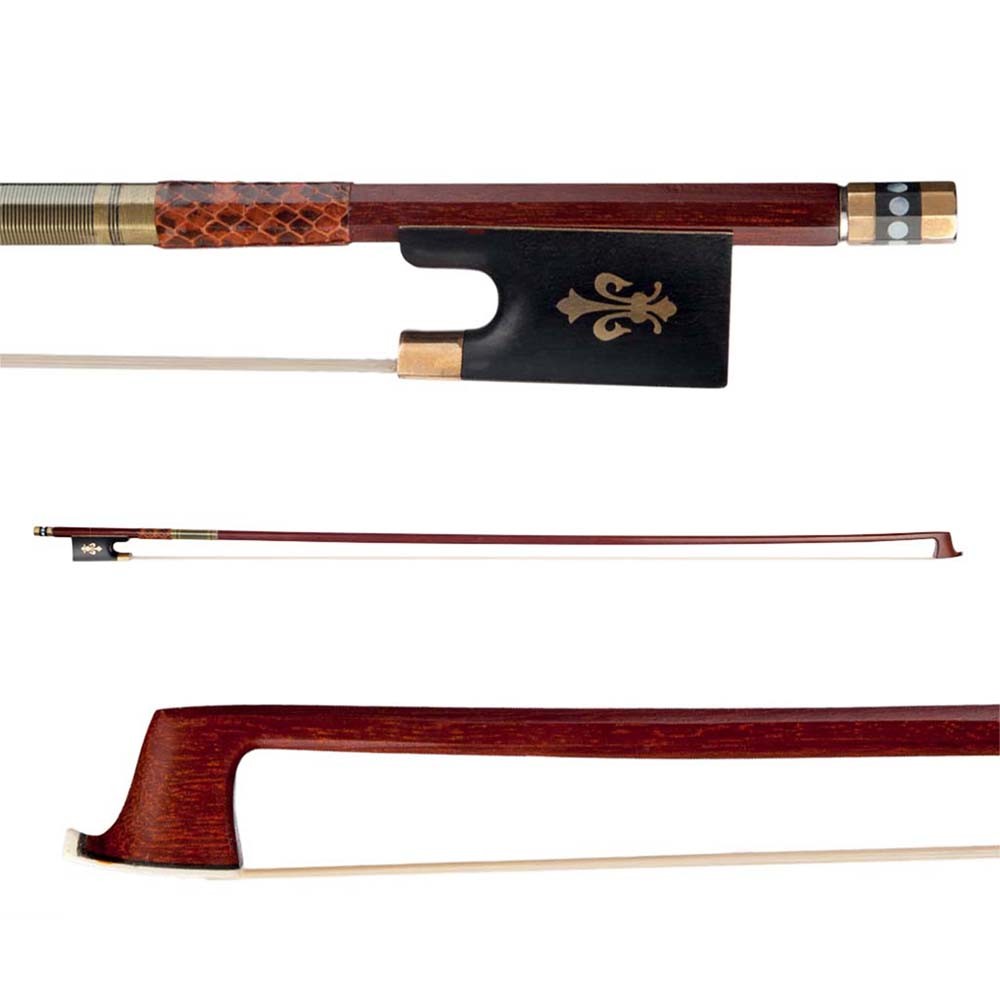 ใหม่--Violin Bow (Pernambuco Bow Stick Black Ebony Frog และ Horsetail Bow Hair) สําหรับ 4/4 Full Siz