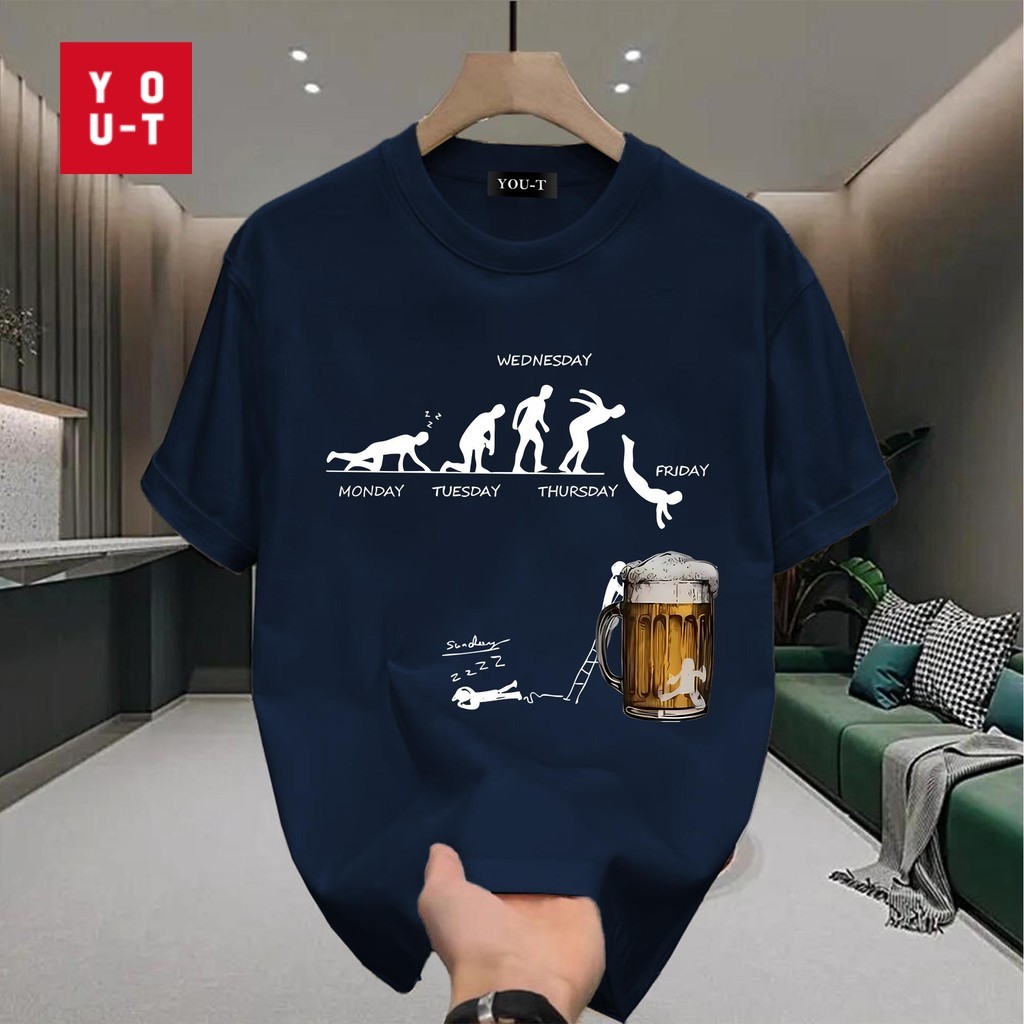 Y-T ลดราคา⚡เสื้อยืดชาย เสื้อผู้ชาย ไม่ต้องรีดผ้า ผ้าเนื้อนุ่ม เสื้อยืดแขนสั้น ไม่หดตัว คอกลม สตรีทสไตล์