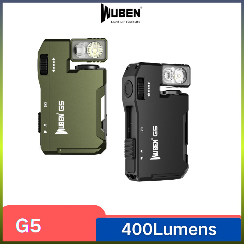 Wuben G5 400Lumens Mini EDC Light Type-C ชาร์จ Bulit-in แบตเตอรี่น้ําหนักเบาเป็นพิเศษ 180° หัวหมุนพร้อมหางปลาแม่เหล็ก Flasglight