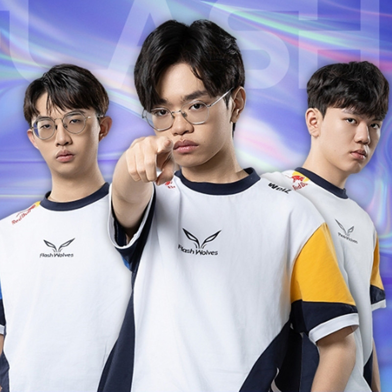 Flash Wolves E-Sports Jersey Two-Tone Drop Shoulder Team Top, 2025 2024 ล่าสุด Unisex Full Sublimati