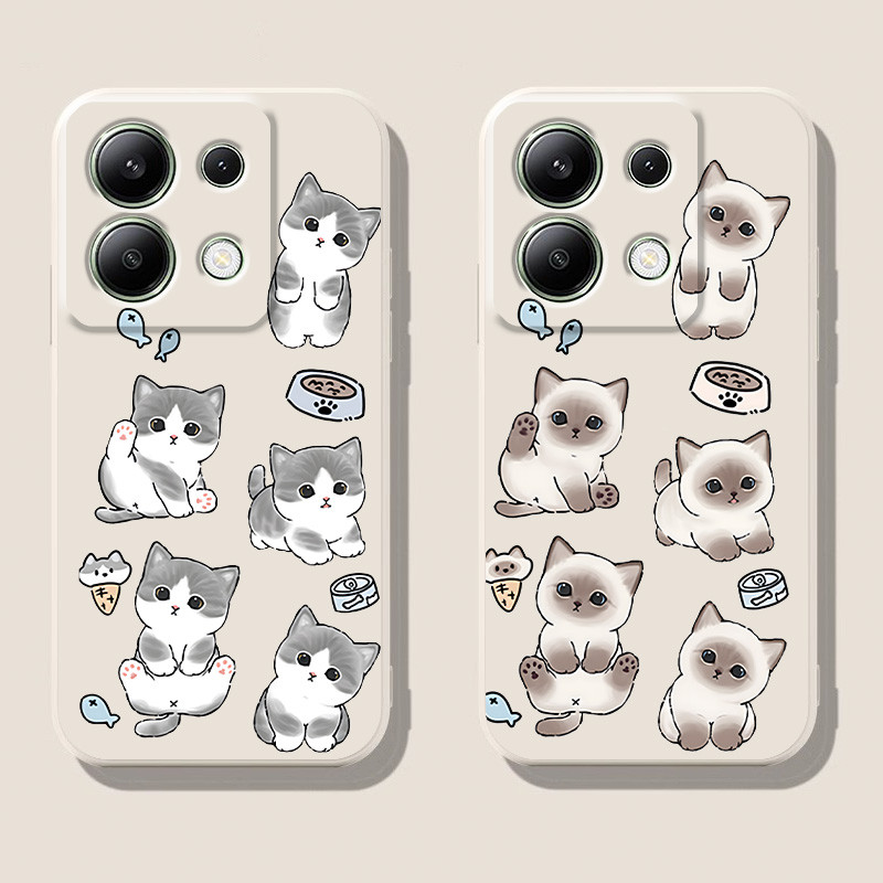 แมวน่ารัก เคสสําหรับ redmi note 13/pro/+,14,112/s/pro,11/s,10/s,9/s/t,8/pro,7/pro,6,5,4g,5g ฝาครอบซิ