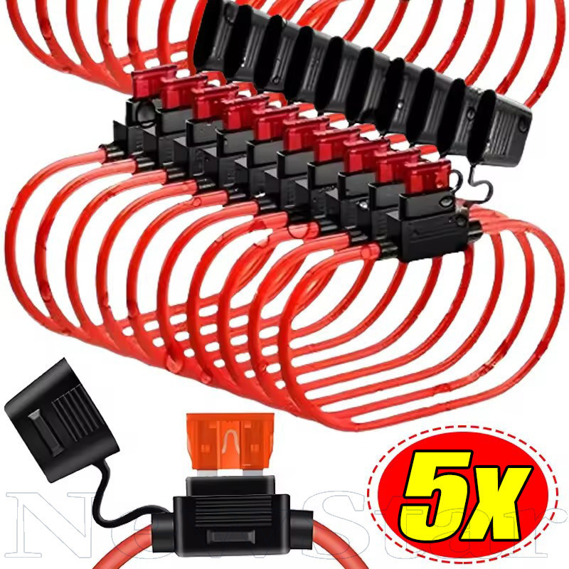 In-line Mini Blade Fuse Holder 12V 32V 30A สําหรับยานยนต์, 5 ชิ้นชุด 27 ซม.0.85mm2 ลวด - ระบบไฟฟ้ารถ