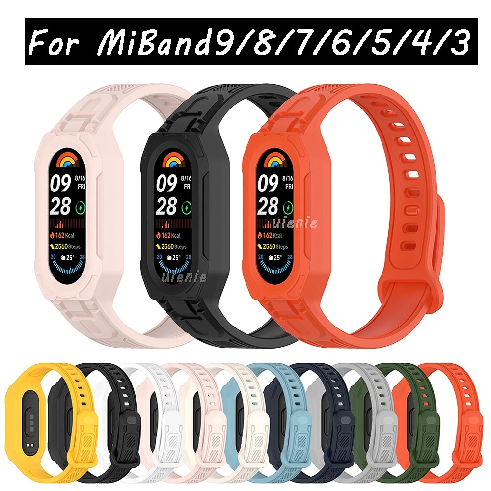 สายนาฬิกาซิลิโคนอ่อนสําหรับ Xiaomi Mi Band 9/8/7/6/5/4/3 สาย Miband Watchband สร้อยข้อมือสมาร์ทวอท์ชสายรัดข้อมือกีฬา