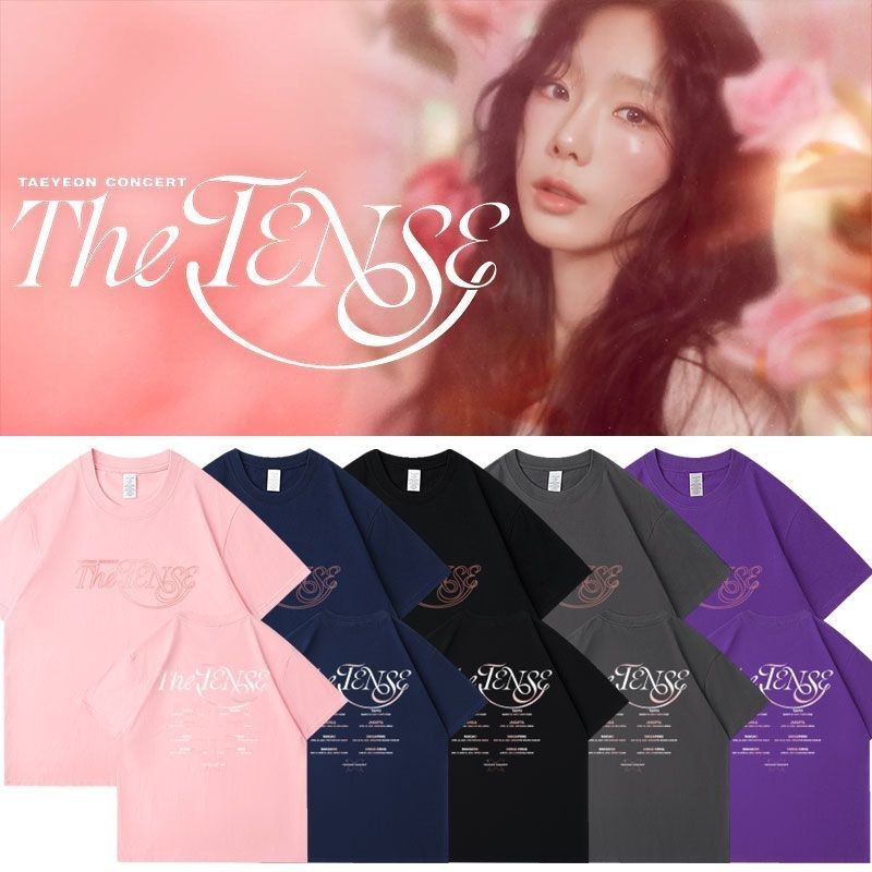 💖👕 Kpop หญิงรุ่น TAEYEON 2025 TENSE รอบคอผ้าฝ้าย T แขนสั้น Casual Hip Hop Top S-5XL