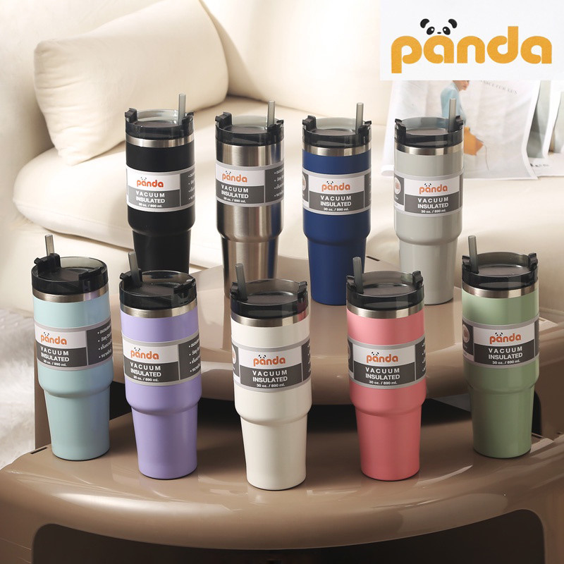 PANDA ถ้วยสแตนเลสแท้ แก้วเก็บความเย็น 30oz ลาย น่ารัก ใส่กาแฟน้ำได้ ทนทาน จัดส่งรวดเร็ว รองรับ COD