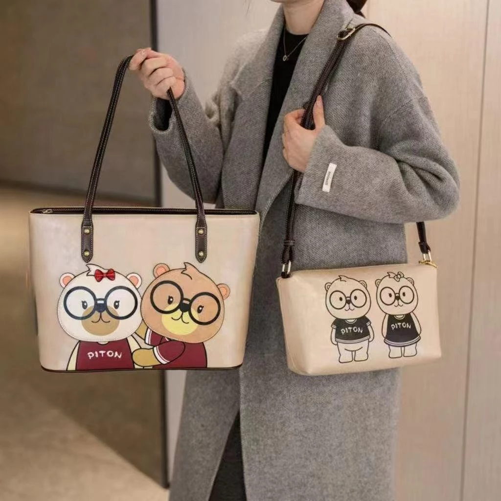 【พร้อมส่ง】miss bag fashion กระเป๋าถือ กระเป๋าสะพายข้าง กระเป๋าหนัง สไตล์เกาหลี แพค 2 ชิ้น