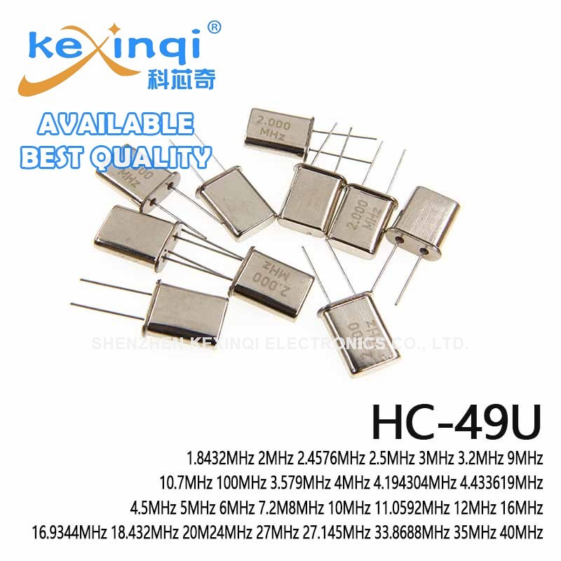 (2-10 ชิ้น) HC-49U คริสตัล Oscilator 1.8432M ~ 40M 4MHz 8MHz 12MHz 16MHz 24MHz 11.0592MHz 3.579MHz คริสตัลควอตซ์
