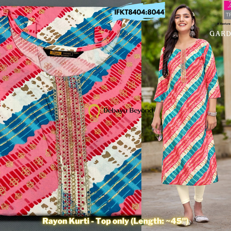 [Size 5XL] Rayon Kurti with Plus Size - ท็อปเท่านั้น