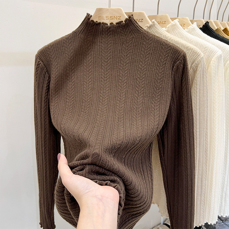 Agaric Edge เสื้อถักผู้หญิงสไตล์ใหม่ Slim-fit Slimmer ดูครึ่ง Turtlene
