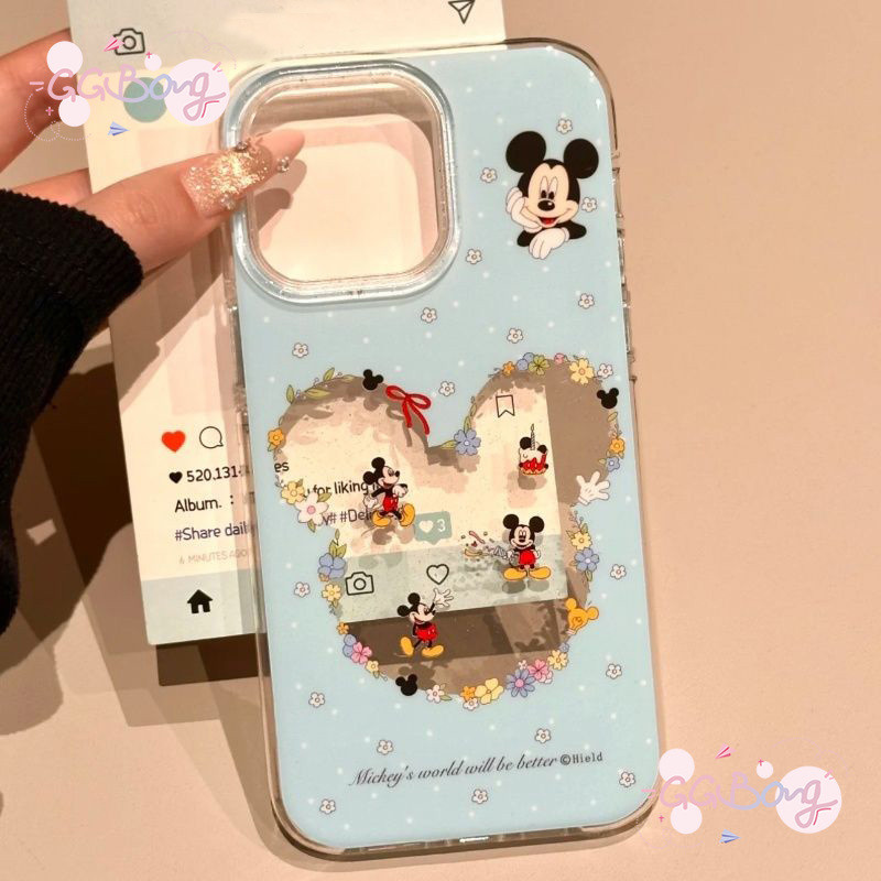 การ์ตูนมิกกี้เมาส์ดอกไม้หมีปกอ่อน เคสไอโฟน 16 11 15 13 14 12 Pro Max 16 XR 14 15 7 8 6s Plus XS Max X SE เคส