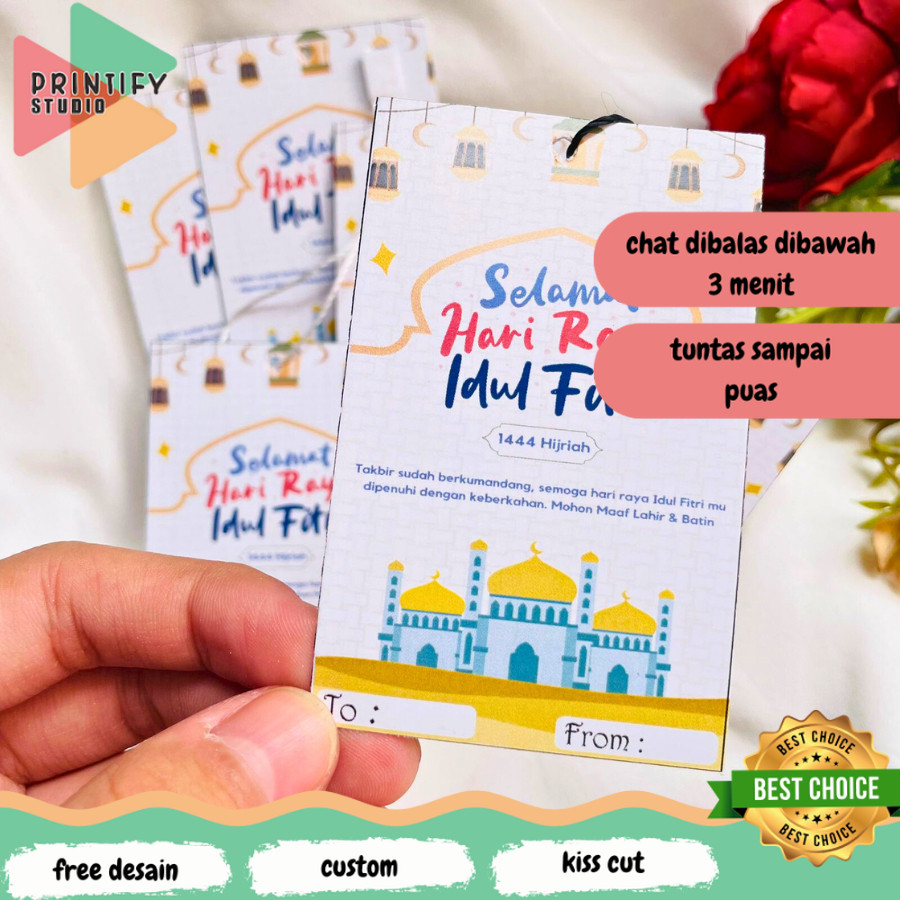 Printify hangtag วัสดุ lebaran ap260 ออกแบบฟรี hangtag พัสดุ hangtag hampers lebaran