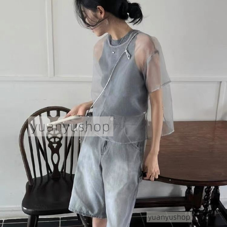 เสื้อผ้าสตรีสไตล์ญี่ปุ่นลายแบบโบราณสีเทาโปร่งแสง เหมาะสำหรับฤดูร้อน