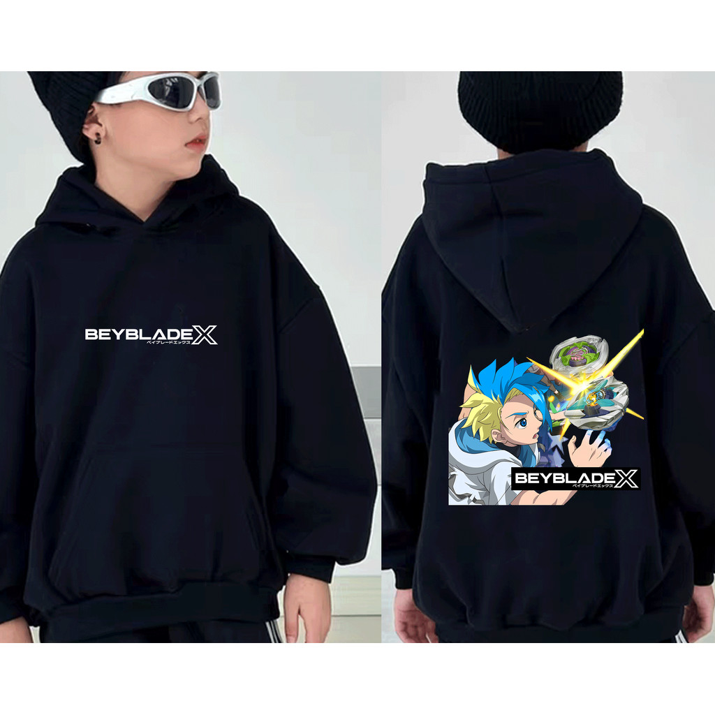 เด็ก เสื้อกันหนาวเด็กสีดำ พิมพ์หลายแบบ Kamen X Blader X Beyblade X เสื้อกันหนาวเด็กพิมพ์ลาย 120-150cm