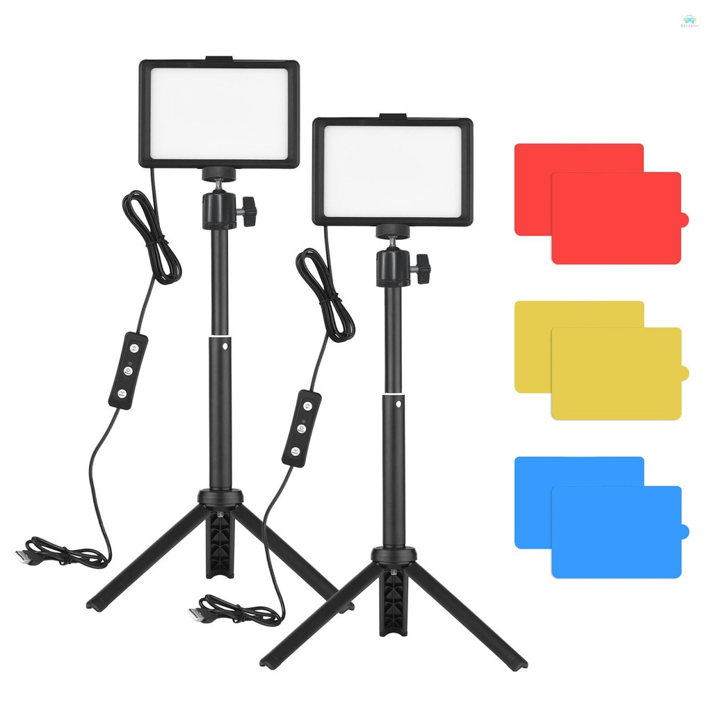 Yb2 Selfie กล้องโคมไฟ Andoer USB Video Conference Lighting Kit 2 * ไฟ LED วิดีโอ 5600K หรี่แสงได้ + 