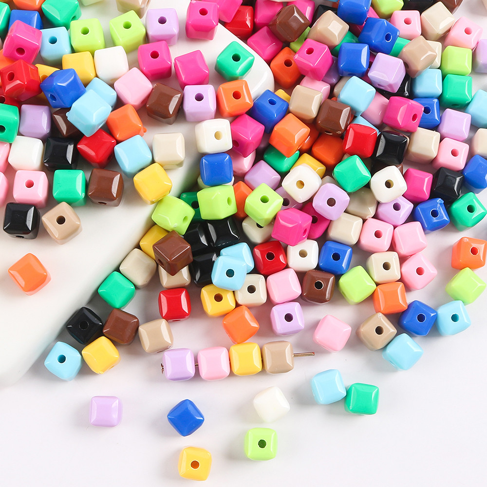 30pcs 7 มม.สีสัน Luminous Square Spacer ลูกปัดอะคริลิคสําหรับเครื่องประดับทํา DIY ลูกปัดสร้อยคอสร้อยข้อมือหัตถกรรมอุปกรณ์เสริม