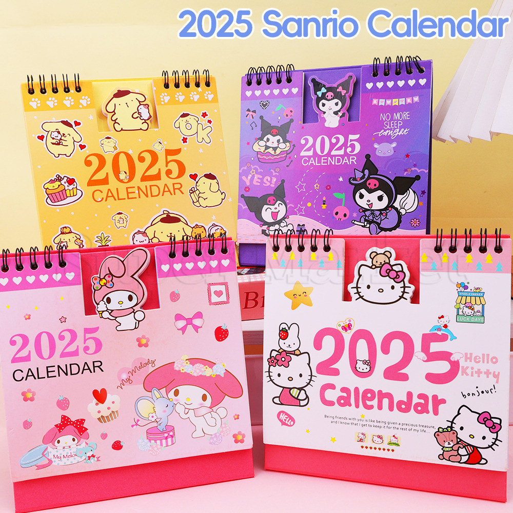 SANRIO [ ที่โดดเด่น ] 2025 ปฏิทินตั้งโต๊ะ ซานริโอ - สมุดกระเป๋าทาสี - เครื่องเขียนโรงเรียนสํานักงาน - เครื่องประดับการ์ตูนเดสก์ท็อป - สมุดจดบันทึกขนาดเล็ก - ปฏิทินกราฟฟิตีนักเร