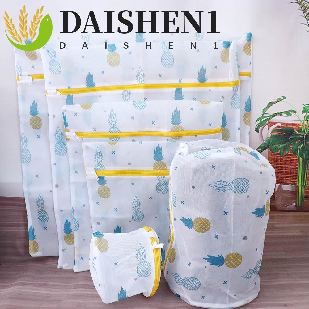 Daishen1 ถุงตาข่ายโพลีเอสเตอร์ พิมพ์ลายสับปะรด มีซิป สําหรับซักชุดชั้นใน
