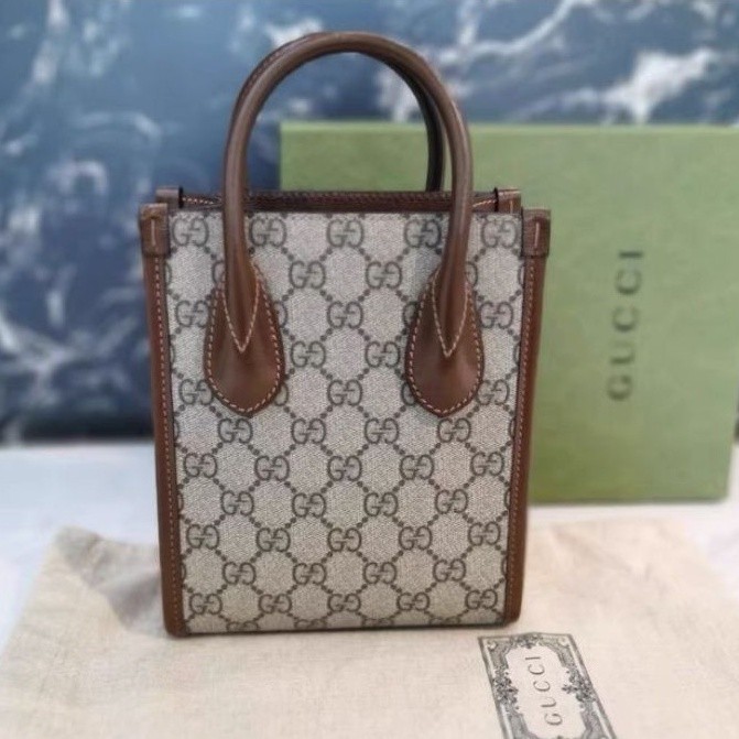 โปรโมชั่นแท้ มือสอง GUCCI GG Retro Tote Bag กระเป๋าสะพายข้างกระเป๋าสะพายข้างกระเป๋าถือ Mini Unisex E