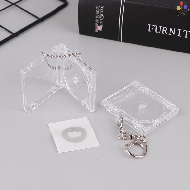 [CO] 1 ชิ้นอัลบั้มเปล่า Mini CD Case Key Chain สําหรับ DIY กระเป๋าเป้สะพายหลังแขวนตกแต่งพวงกุญแจจี้ TH