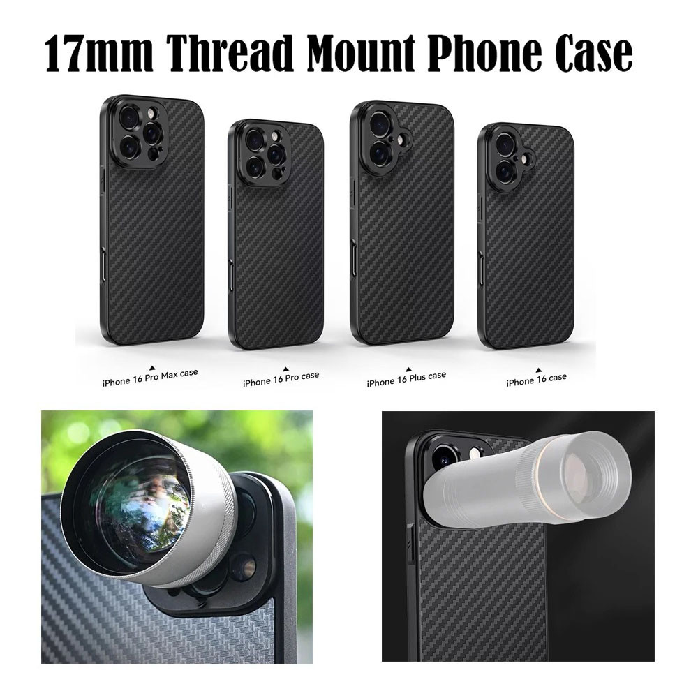 Carbon Fibre 17MM Thread Mount เคสโทรศัพท์สําหรับ IPhone 15/16 Pro Max Plus ปกป้องเคสโทรศัพท์สําหรับเลนส์ Ulanzi