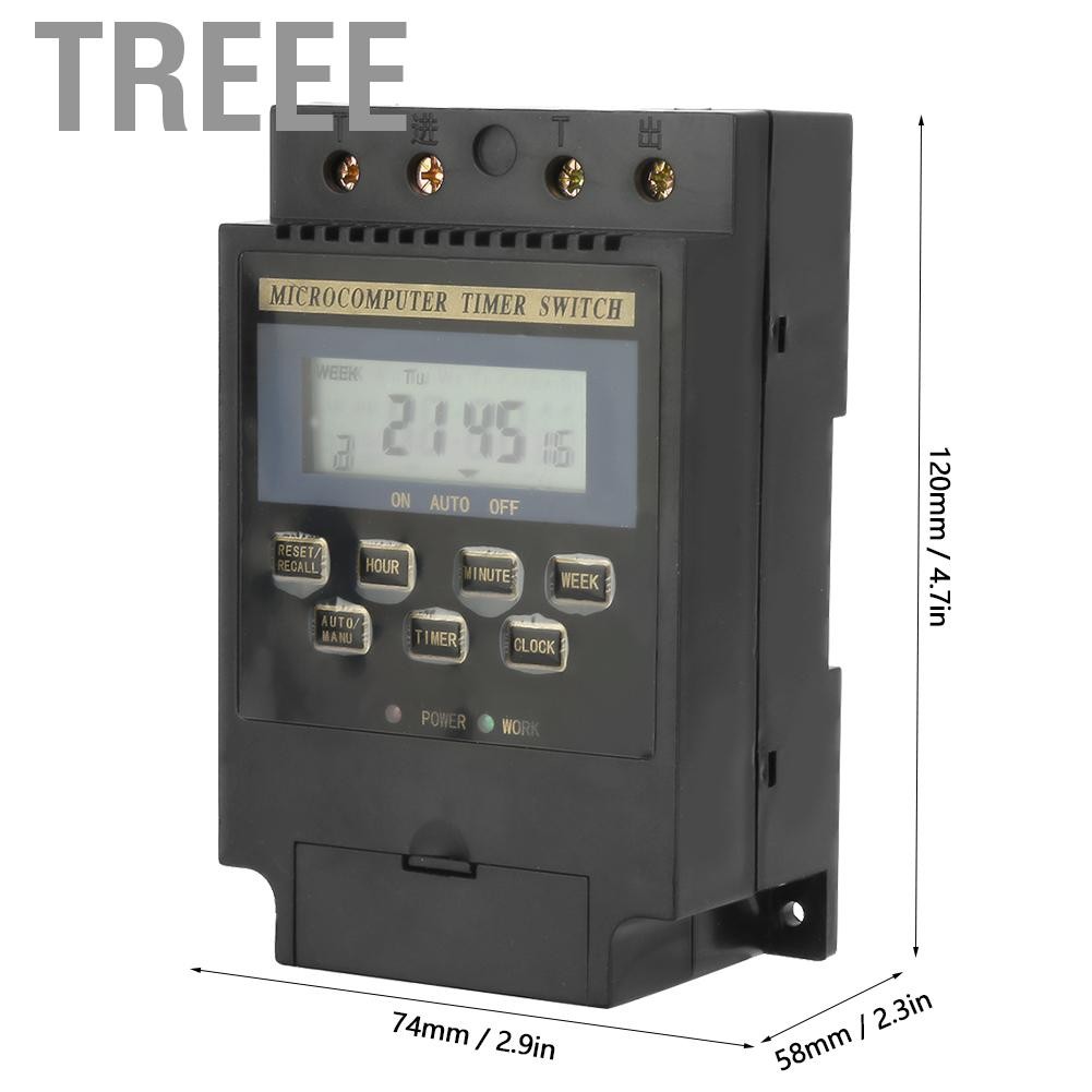 Treee Digital Timer Controller ไมโครคอมพิวเตอร์โปรแกรมสวิทช์ AC220V 25A