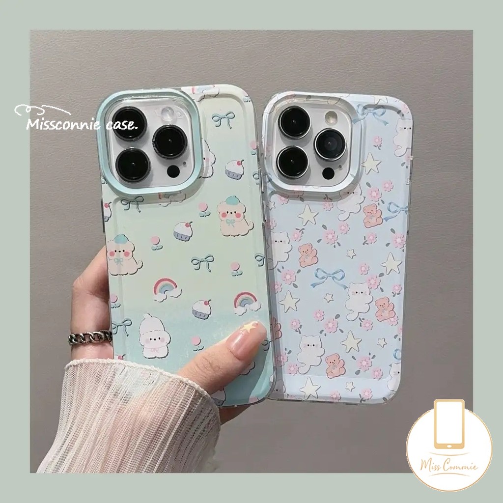 สําหรับ Infinix Smart 9 8 6 7 5 Pro Plus 8HD Tecno Spark GO 1 20C 10 20 Pro 10C Hot 50i 40i 30i Hot 30 9 10 11 12 8 Play Note 30 40 Pro 12 G96 หมีน่ารัก เคสโบว์ลูกสุนัขดอกไม้สีชมพู