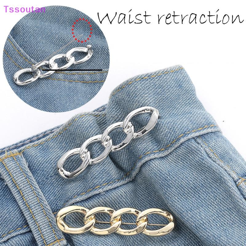 [TSST] Simpleที่ถอดออกได้กางเกงคลิปปรับเอวหัวเข็มขัดเล็บฟรีโลหะ Pins ปุ่มสําหรับสาวกางเกงยีนส์เอวกระชับ TAN