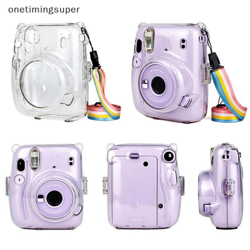 Onetimingsuper สําหรับ Instax Mini 11 กระเป๋ากล้องแบบพกพาโปร่งใสพร้อมสายคล้อง OTP