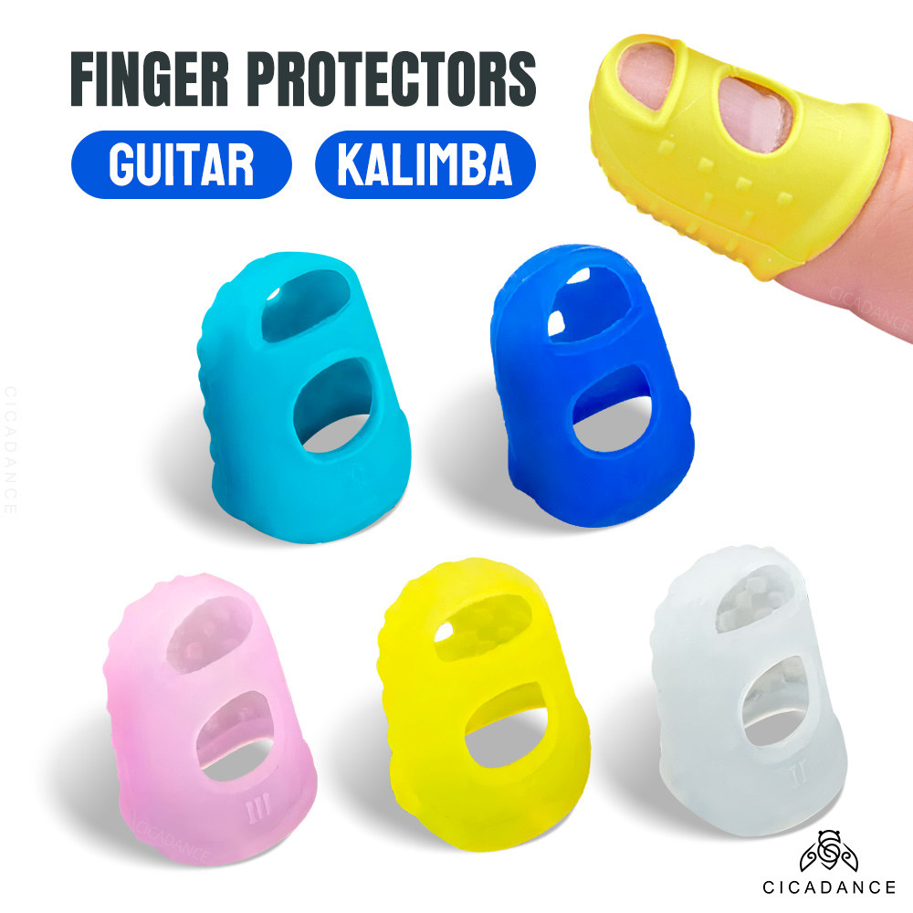 4 ชิ้น สีสันสดใส ปลอกนิ้ว ซิลิโคนกันเจ็บ ป้องกันนิ้วของคุณจากการกดเจ็บ กีตาร์ อูคูเลเล่ คาลิมบา