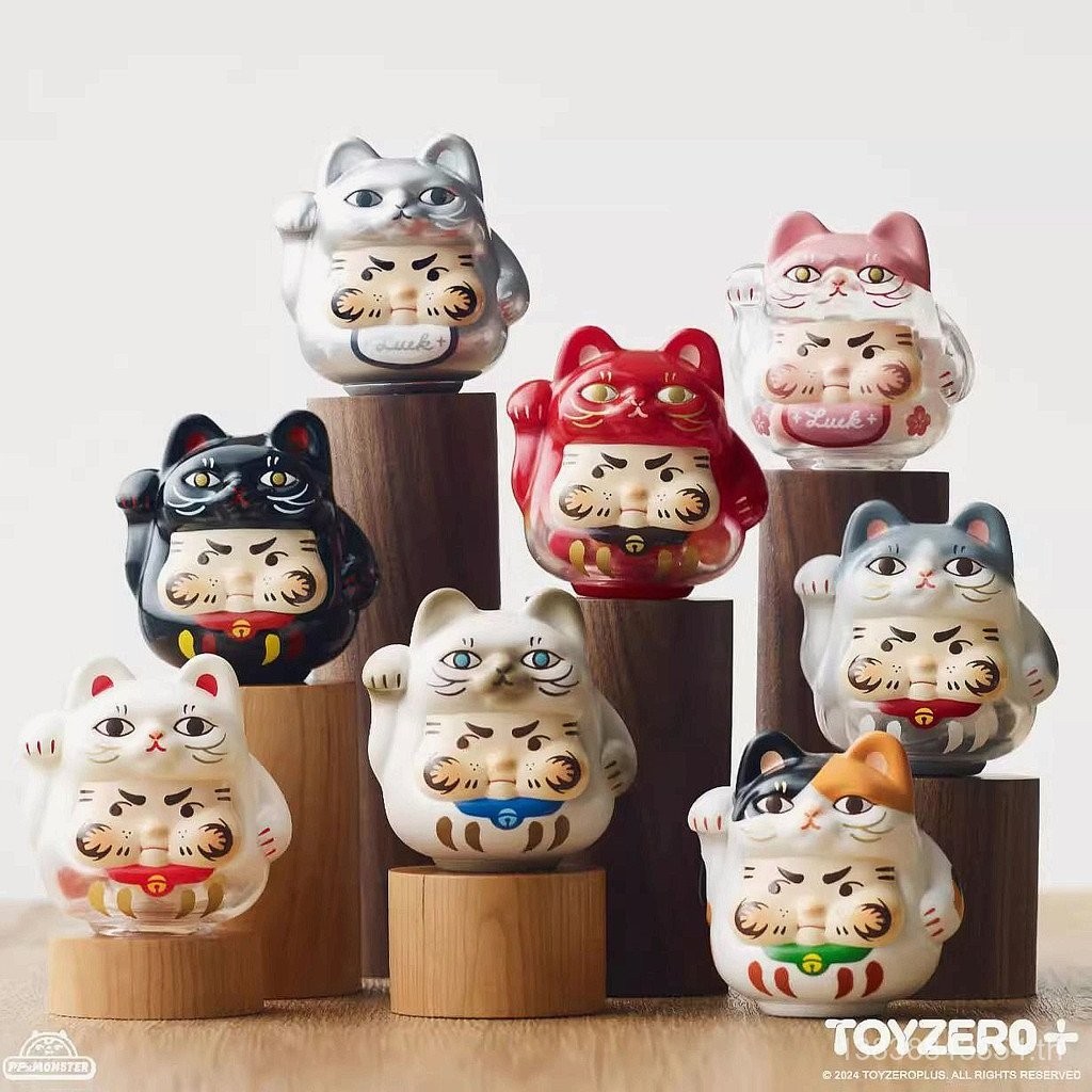 ของแท้โชคดีลูกแมวกล่องตาบอดรุ่นแมวนำโชคของตกแต่งของขวัญสำหรับสาวๆเครื่องประดับรถ PP x Monster